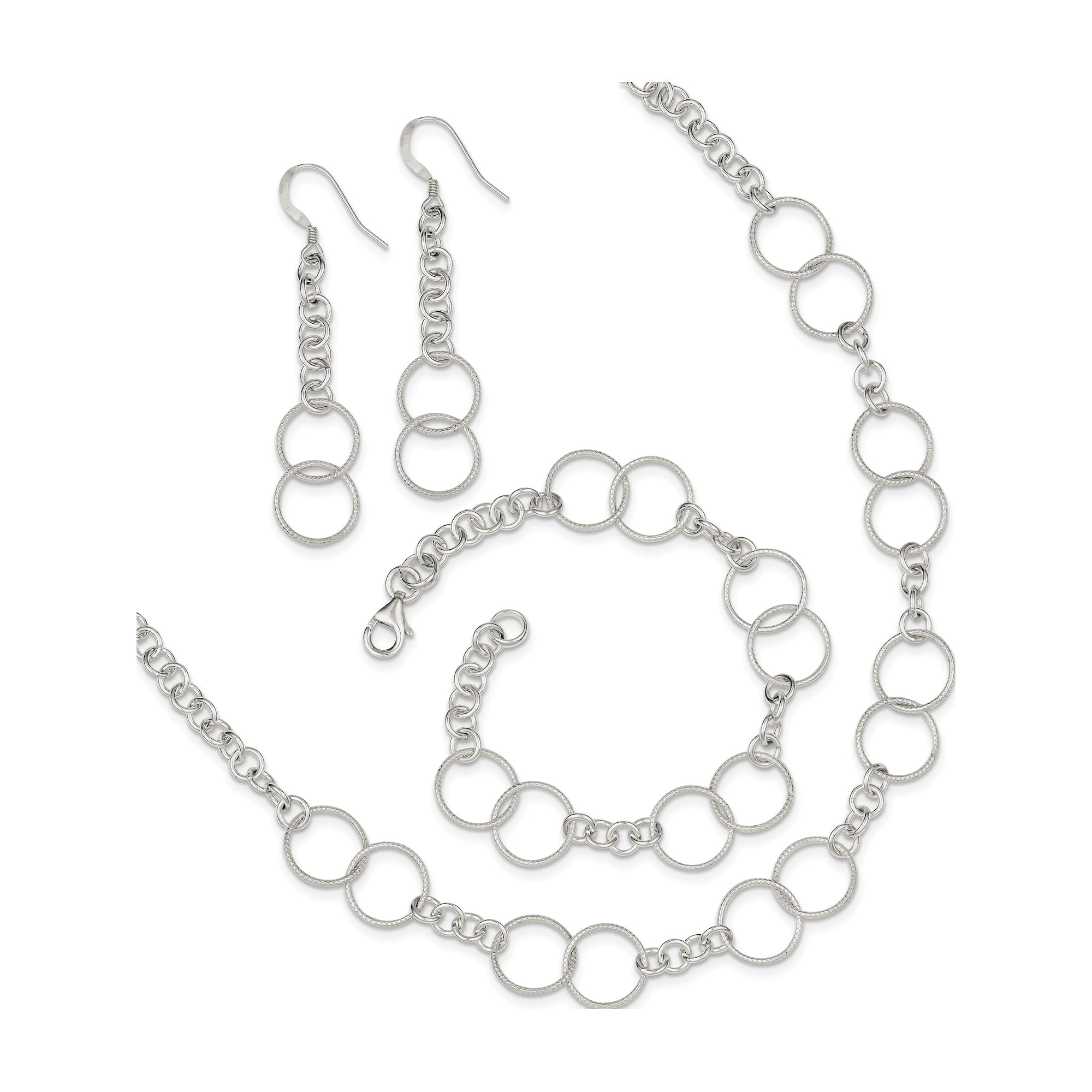 925 Sterling Silver Necklace; Bracelet and Earring Set 